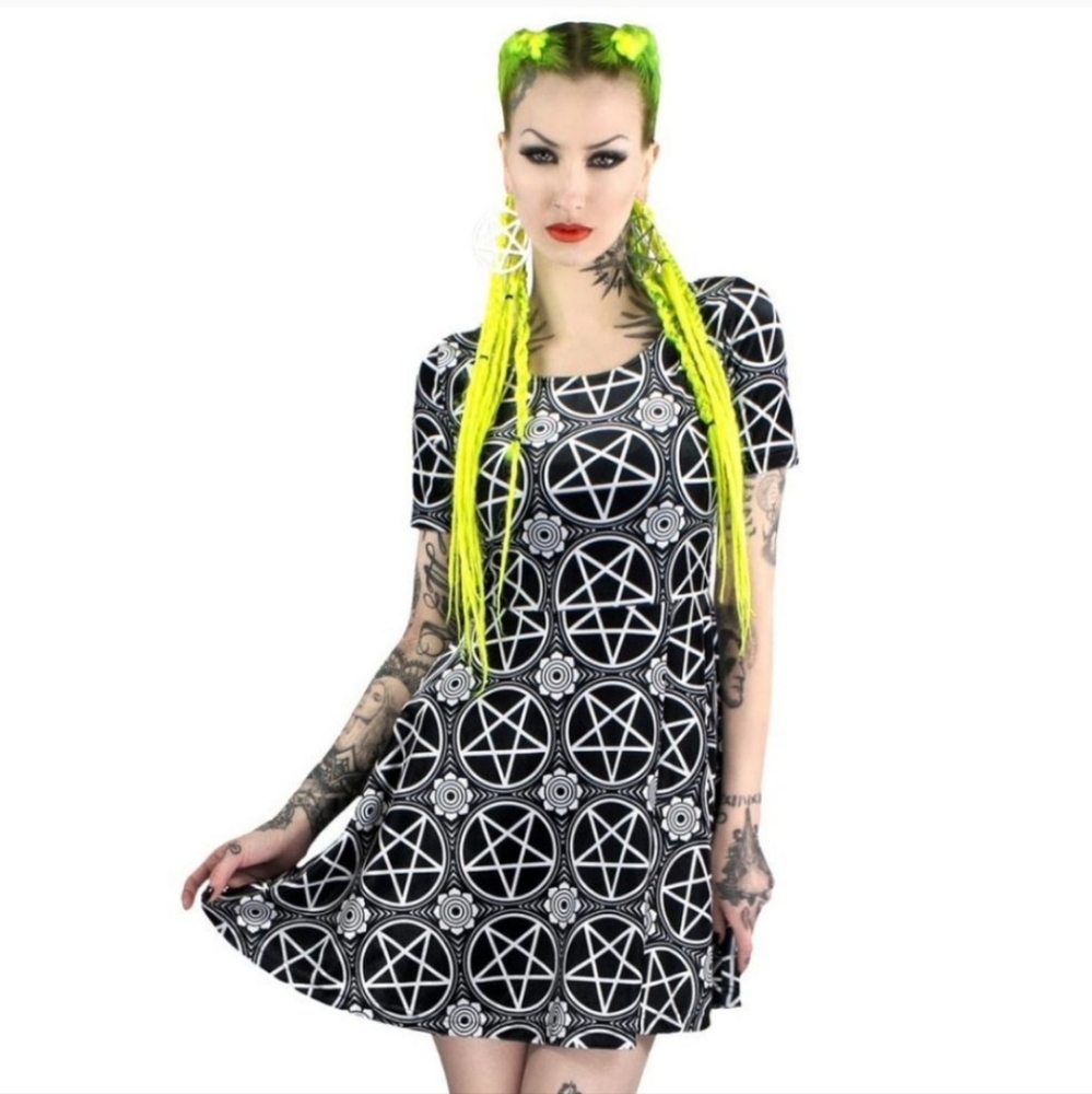 Killstar Velvet Pentagram Skater Dress Like New M